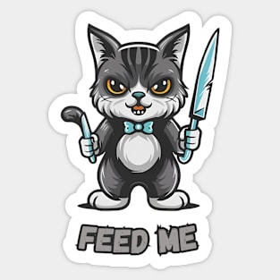 Evil Cat, Hungry Cat, Feed Me Sticker